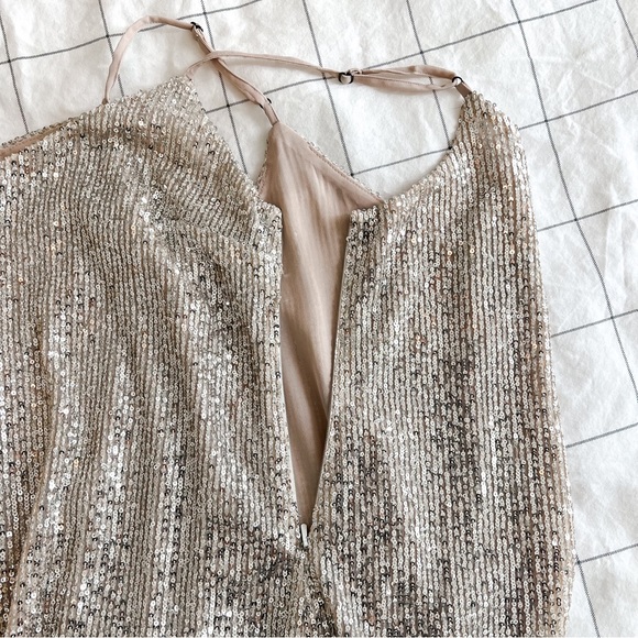 NWT Banana Republic Petite Sequin Slip Dress - Champagne - 2P - Picture 3 of 6